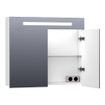 BRAUER 2.0 Armoire de toilette 80x70x15cm éclairage intégré rectangulaire 2 portes pivotantes MDF Blanc mat SW371648