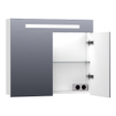 BRAUER Promise Armoire de toilette 80x70x15cm éclairage intégré rectangulaire 2 portes pivotantes MDF Blanc mat SW371648
