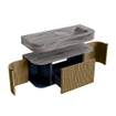 MONDIAZ THOR-DLUX 110cm meuble de salle de bains arrondi gauche + droite couleur Dusk avec 1 tiroir et 2 portes. Vasque suspendue CLOUD Droite 1 trou de robinet couleur Sombra. SW1463033