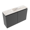 MONDIAZ TURE-DLUX 80cm toiletmeubel Dark Grey. EDEN wastafel Frappe positie midden. Met 1 kraangat. SW1102749