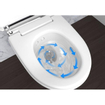 Geberit AquaClean Mera Comfort – WC japonais avec extraction des odeurs, séchage à air chaud, douchette intime, abattant soft-close, plaque de recouvrement chromée brillante – Blanc brillant GA13633