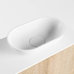 Mondiaz Fowy meuble de toilette - 50x50x23cm - chêne blanchi mat - 1 trou de robinet - lavabo à droite - 1 porte - solid surface - plan Mélamine - lavabo : blanc SW761414