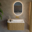 Mondiaz KURVE Ensemble de meuble salle de bain - 85x46x40cm - 1 tiroir - 1 porte - lavabo en solid surface - droite - sans trou de robinet - Dusk SW1414772