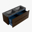 Mondiaz CIRO-DLUX Ensemble de meubles de salle de bains - 130x45x50cm - Lavabo en solid surface Lava - 2 vasques Double - 2 trous de robinet - 4 tiroirs - Noyer SW1530222