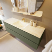 Mondiaz VICA-DLUX ensemble de meuble de salle de bain - 150cm - meuble sous-vasque armée - 2 tiroirs - lavabo encastré nuage milieu - 1 trou de robinet - version haute de 60cm - ostra SW1087060