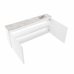 MONDIAZ TURE-DLUX meuble de toilette 120 cm Talc. EDEN lavabo Glace position à droite. Sans trou de robinet. SW1103135