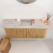 Mondiaz JOYA-DLUX 93.2cm toiletmeubel - ronding links en rechts kleur Oak - Wastafel FAYE positie Midden 1 kraangat kleur Glace. SW1422024