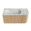 MONDIAZ KURVE-DLUX 95cm Meuble salle de bain avec module 25 D - couleur Oak - 1 tiroir - 1 porte - vasque BIG SMALL gauche - sans trou de robinet - couleur Glace SW1137900