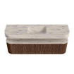 MONDIAZ THOR-DLUX 170cm badmeubel ronding links + rechts kleur Walnut met 1 lade en 2 deuren. Vrijhangende wastafel CLOUD Midden 1 kraangat kleur Nata. SW1465780