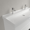 Villeroy & Boch Collaro lavabo meuble - 120x47cm - sans trop-plein 2 trous de robinet en stone white SW358331