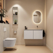 MONDIAZ TURE-DLUX Meuble de toilettes 100 cm Linen. EDEN lavabo Opalo position droite. Sans trou de robinet. SW1104412