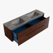 Mondiaz CIRO-DLUX Ensemble de meubles de salle de bains - 160x45x50cm - Plan vasque solid surface Oza - 2 vasques double - sans trous de robinet - 4 tiroirs - Ruby SW1532115