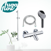 FugaFlow Eccelente Sobrado Mitigeur baignoire - avec barre curseur - douchette ronde - flexible en métal - Chrome SW1123973