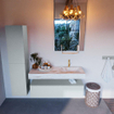 Mondiaz ALAN-DLUX Ensemble de meuble - 120cm - meuble Clay mat - 1 tiroir - Lavabo Cloud Frappe suspendu - vasque Droite - 1 trou de robinet SW805102