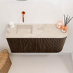 Mondiaz JOYA-DLUX 81.6cm toiletmeubel - ronding rechts kleur Walnut - Wastafel FAYE positie Links Zonder kraangat kleur Frappe. SW1422321