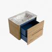 Mondiaz CIRO-DLUX Ensemble de meubles de salle de bains - 70x45x50cm - lavabo solid surface Glace - 1 vasque au milieu - 1 trou de robinet - 2 tiroirs - Chêne SW1530800