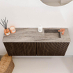 Mondiaz JOYA-DLUX 90cm toiletmeubel - kleur Walnut - Wastafel FAYE positie Rechts 1 kraangat kleur Oza. SW1424568
