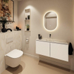 MONDIAZ HOPE Toiletplaat Set - solid surface achterwand - 100x125cm - Planchet 100x23cm - voorgeboord - Ostra SW1105161