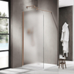Fortifura Galeria Paroi de douche à l'italienne - 100x200cm - paroi en verre arrondie - gauche - verre mat - barre de fixation murale - cuivre brossé PVD SW1420711