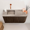 Mondiaz JOYA-DLUX Meuble de toilette 71,6cm - arrondi droite couleur Noyer - Vasque FAYE position Gauche Sans trou de robinet couleur Oza SW1424585