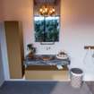 Mondiaz ALAN-DLUX Ensemble de meuble - 120cm - meuble Oro mat - 1 tiroir - Lavabo Cloud Lava suspendu - vasque Centre - 0 trous de robinet SW808597