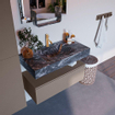 Mondiaz ALAN-DLUX Ensemble de meuble - 90cm - meuble Smoke mat - 1 tiroir - Lavabo Cloud Lava suspendu - vasque Centre - 1 trou de robinet SW808091