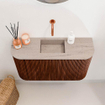 Mondiaz JOYA-DLUX Meuble de toilette 73,2cm - arrondi gauche et droite couleur Ruby - Vasque FAYE position Milieu Sans trou de robinet couleur Saba SW1425632