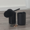 Tiger Urban Ensemble d’accessoires pour WC Brosse de toilettes avec support Porte-rouleau de papier toilette sans couvercle Patère Noir SW877657