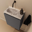 MONDIAZ TURE-DLUX Meuble toilette - 40cm - Dark Grey - EDEN - vasque Glace - position gauche - sans trou de robinet SW1103225