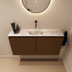 MONDIAZ TURE-DLUX Meuble toilette - 100cm - Rust - EDEN - vasque Glace - position centrale - sans trou de robinet SW1103510