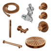 BRAUER Stripe Thermostatische Inbouw Regendouche - SET 01 - 25cm douchekop - rechte muurarm - staaf handdouche - doucheslang - wandaansluitbocht - koper geborsteld PVD SW1434913