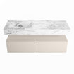 MONDIAZ ALAN - DLUX Ensemble de meubles de salle de bains - 130cm - meuble bas - Linen - 2 tiroirs - lavabo suspendu - vasque à gauche - 0 trous de robinet - Glace SW805852