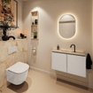 MONDIAZ TURE-DLUX Meuble toilette - 80cm - Linen - EDEN - vasque Frappe - position centrale - 1 trou de robinet SW1102889