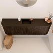 Mondiaz JOYA 123.2cm meuble de salle de bains - arrondi gauche et droite couleur Walnut - Vasque FAYE position Milieu 1 trou de robinet couleur Urban. SW1421413