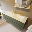 Mondiaz VICA-DLUX ensemble de meuble de salle de bain - 150cm - meuble sous-vasque armée - 2 tiroirs - lavabo encastré cloud droite - 1 trou de robinet - version haute de 60cm - opalo SW1086485