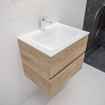 MONDIAZ VICA Ensemble de meuble salle de bain - 60cm - 2 tiroirs - lavabo Cloud au centre - 1 trou de robinet - solid surface chêne blanchi SW409921