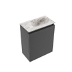 MONDIAZ TURE-DLUX Meuble WC 40 cm Dark Grey. Lavabo EDEN Glace position droite. Avec 1 trou de robinet. SW1103220
