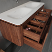 Saniclass Terra Meuble sous lavabo - 120cm - 2 tiroirs - lavabo solid surface - 1 cuve - sans trous de robinet - coins arrondis - châtaignier (noyer) SW1447033