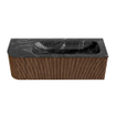 MONDIAZ KURVE-DLUX 135cm Meuble salle de bain avec module 25 G - couleur Walnut - 1 tiroir - 1 porte - vasque BIG MEDIUM droite - 1 trou de robinet - couleur Lava SW1137312