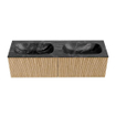 MONDIAZ KURVE-DLUX 150cm Meuble salle de bain - couleur Oak - 2 tiroirs - vasque STOR SMALL double - 2 trous de robinet - couleur Lava SW1137235