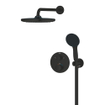 Grohe Precision Ensemble de douche complet - douchette de 11cm offrant 2 types de jets - tête de douche 25cm - mitigeur de douche encastré thermostatique - rond - avec inverseur - noir mat SW1126466