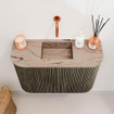 Mondiaz JOYA-DLUX 63.2cm toiletmeubel - ronding links en rechts kleur Shadow - Wastafel FAYE positie Midden Zonder kraangat kleur Arena. SW1424844