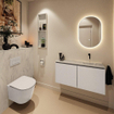 MONDIAZ TURE-DLUX Meuble toilette - 100cm - Linen - EDEN - vasque Opalo - position droite - sans trou de robinet SW1104412