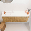 Mondiaz JOYA 101.6cm toiletmeubel - ronding rechts kleur Oak - Wastafel FAYE positie Links 1 kraangat kleur Talc. SW1421172
