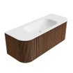 MONDIAZ KURVE 120cm Meuble salle de bain avec module 25 G et D - couleur Walnut - 1 tiroir - 2 portes - vasque BIG SMALL centre - 1 trou de robinet - Talc SW1122698