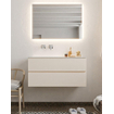 Mondiaz VICA Meuble Linen avec 2 tiroirs 100x50x45cm vasque lavabo Moon gauche sans trou de robinet SW410940