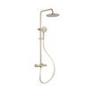 Fortifura Calvi Ensemble de douche thermostatique à effet pluie – tête de douche 25 cm – flexible lisse – douchette ronde – laiton brossé PVD. SW1204403