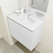 Mondiaz OLAN Meuble lave-mains 60x30x40cm sans trous de robinet 1 tiroir Talc mat avec lavabo LEX Droite Solid Surface Blanc SW473217