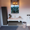 Mondiaz ALAN-DLUX Ensemble de meuble - 120cm - meuble Dark grey mat - 1 tiroir - Lavabo Cloud Frappe suspendu - vasque Centre - 1 trou de robinet SW805149