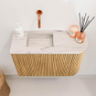 Mondiaz JOYA-DLUX Meuble de toilette 61,6cm - arrondi droit couleur Chêne - Lavabo FAYE position Gauche Sans trou de robinet couleur Nata SW1424028